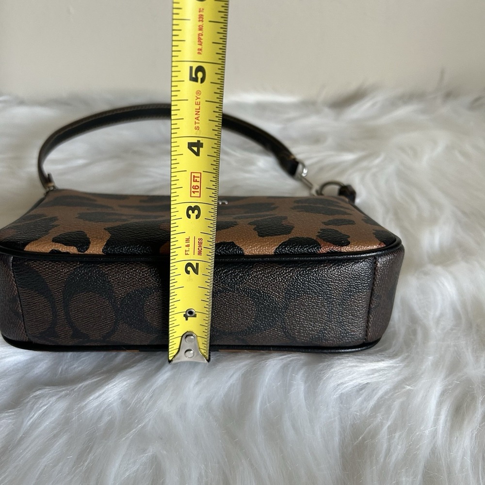 Coach Nolita 19 Leopard Print Brown Coated Canvas Shoulder Bag Excellent - Picture 8 of 8